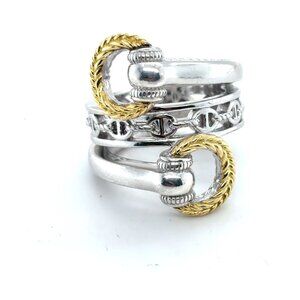 Judith Ripka Serling Silver and 18kt yellow gold ring
